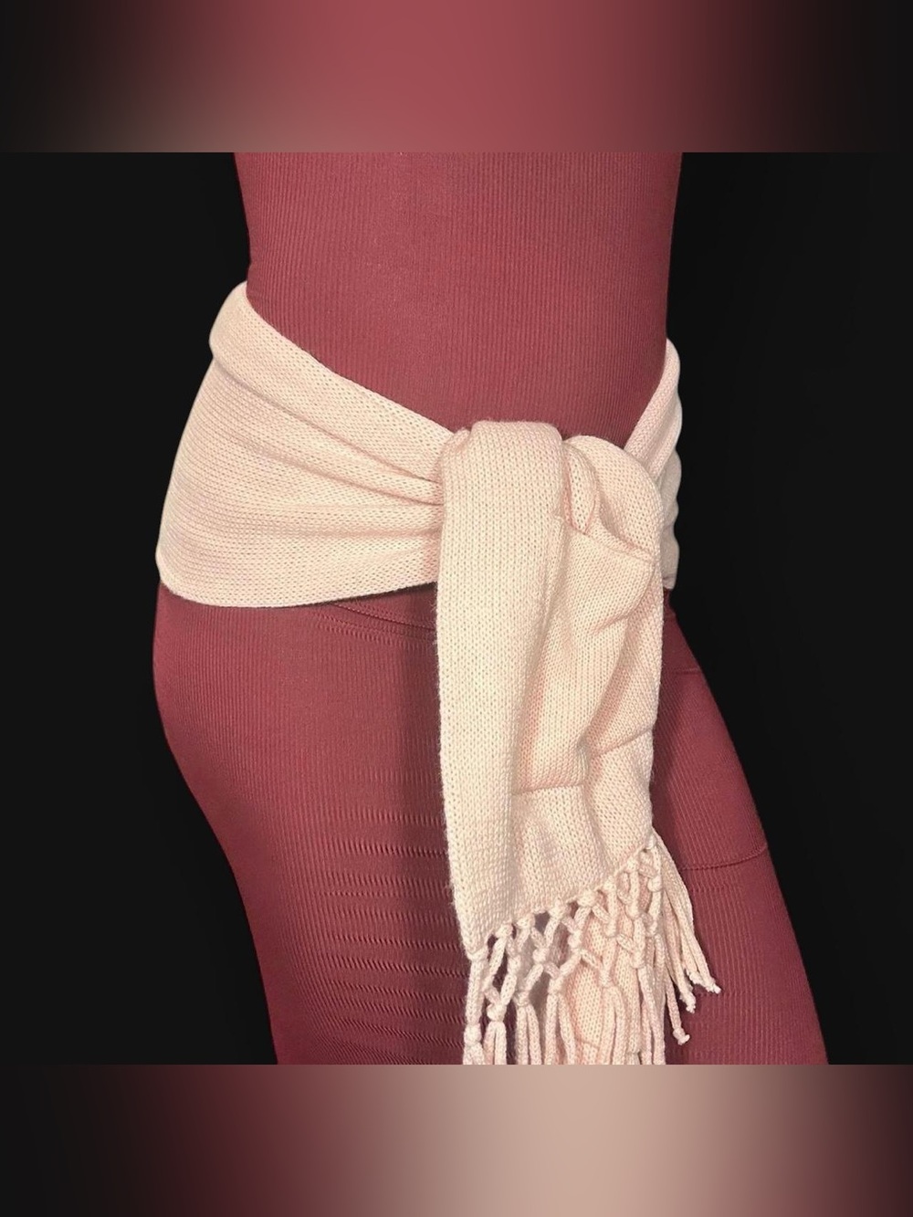 Coquette Pink Knit Fringe Scarf!